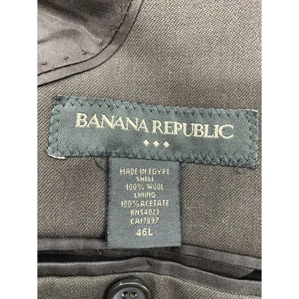 Banana Republic Solid Brown Wool 3 Button Blazer Jacket Sport Coat 46L